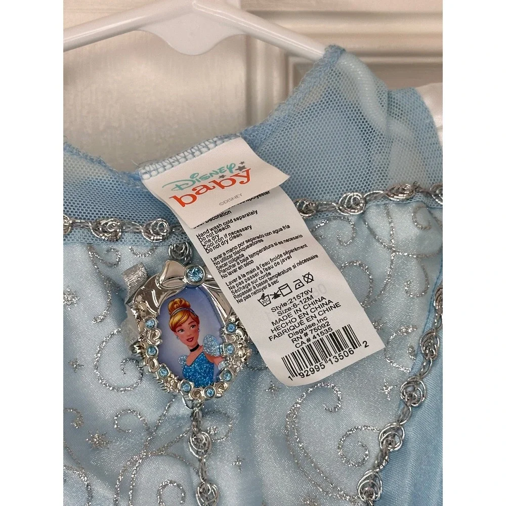 Disney Baby Cinderella Princess Costume Dress Blue Glitter 6-12M 21579V - Picture 4 of 4